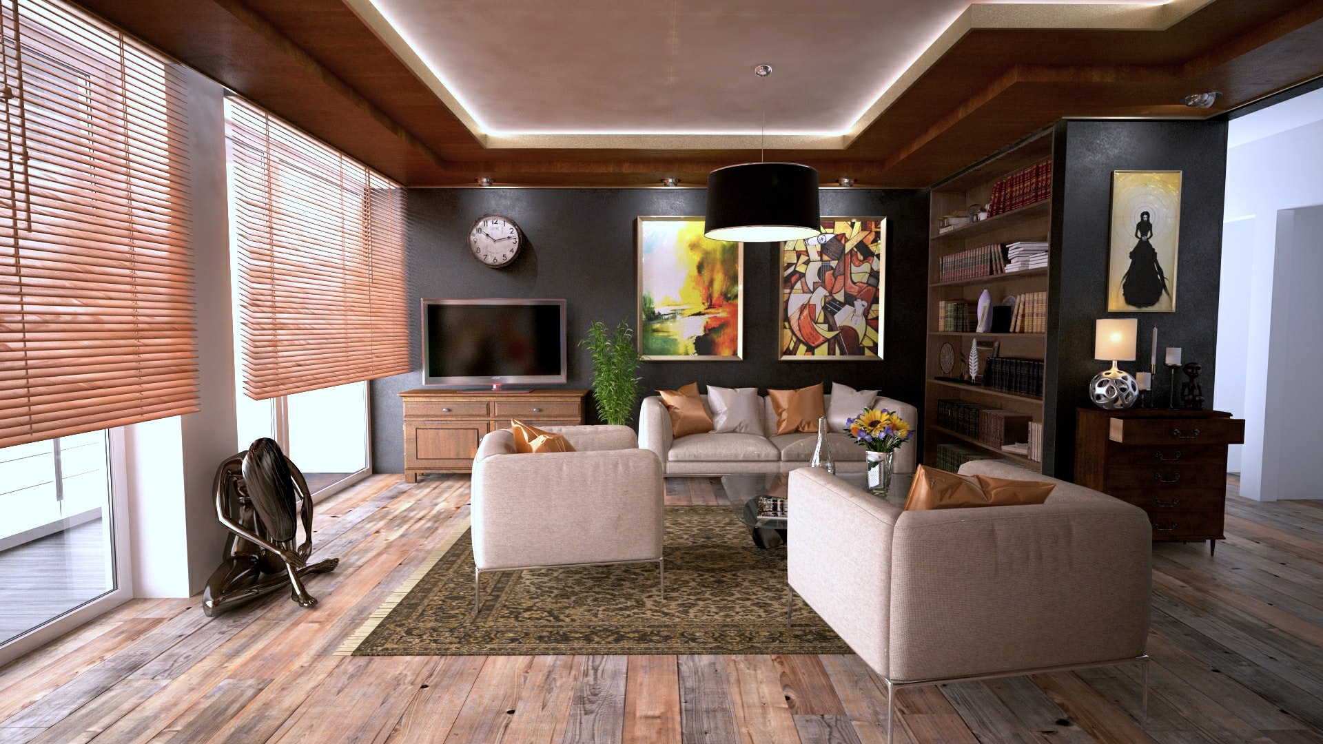 View of a contemporary living room